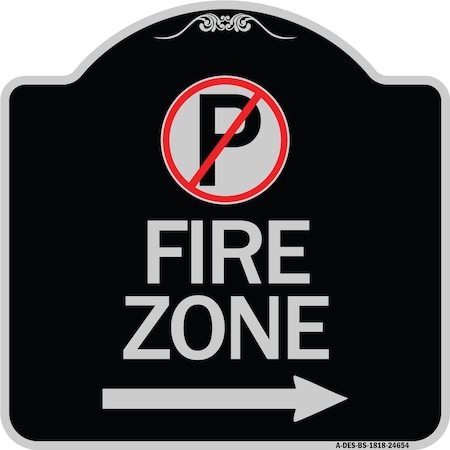 Signmission No Parking Symbol and Right Arrow Heavy-Gauge Aluminum Architectural Sign, 18" x 18", BS-1818-24654 A-DES-BS-1818-24654
